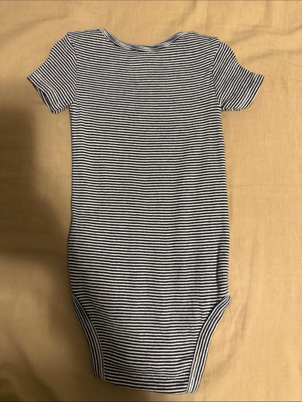 NWOT 12 months Carter's Navy and White Striped Short-Sleeve One-Piece Bodysuit - Picture 2 of 3